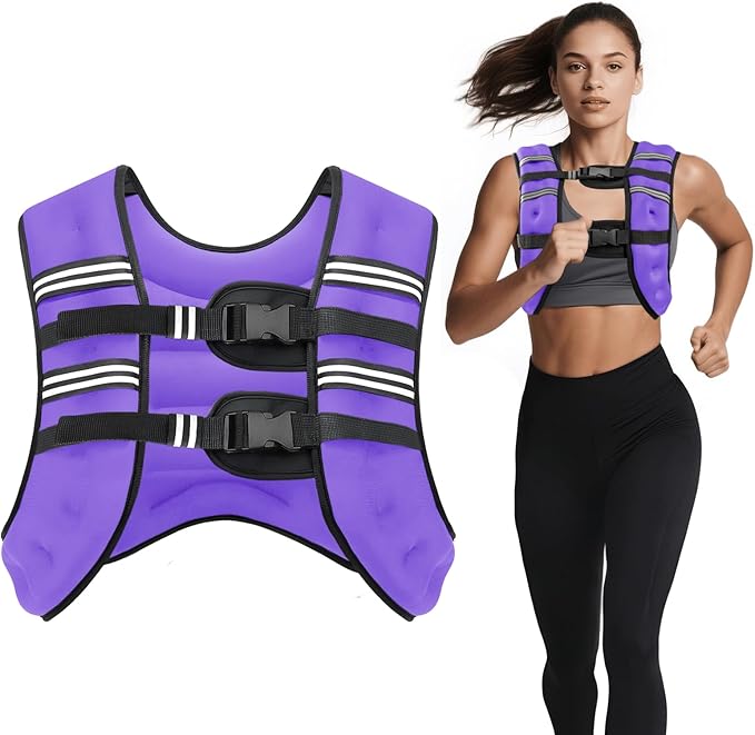 Weighted Vest, 6lb/8lb/12lb/16lb/20lb/30lb for Men, Women with Reflective Stripe, Weight Vests Adjustable for Workout, Strength Training, Running, Fitness, Muscle Building, Weight Loss