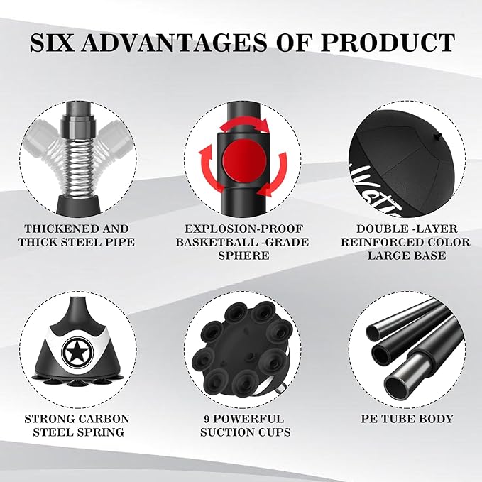 Boxing Speed Training Sandbag with Suction Cup, Boxing Reflex Bag for Teens and Adults, Height Adjustable - Home Gym Equipment