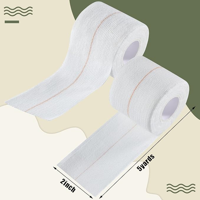 2 Rolls Adhesive Elastic Tape Bandage Tape Wrap Flexible Stretch Bandages for Sports Ankle, Knee and Wrist Sprains(White,2 Inch Wide)