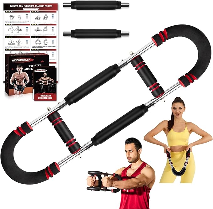 Twister Arm Trainer, Adjustable Twister Arm Chest Exerciser with 2/4 Spring & Training Poster for Men & Women, Detachable Power Twister Home Fitness Equipment for Enhancing Upper Body Muscle