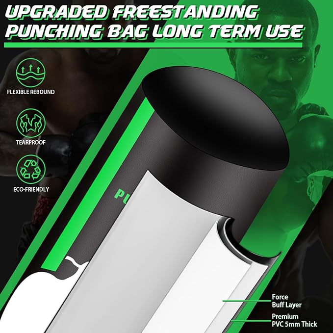 Heavy Punching Bag with Stand Adults Teens, 70" Freestanding Punching Bag with Boxing Gloves and Electric Air Pump, Women Men Standing Inflatable Boxing Bag for Training MMA Thai Fitness