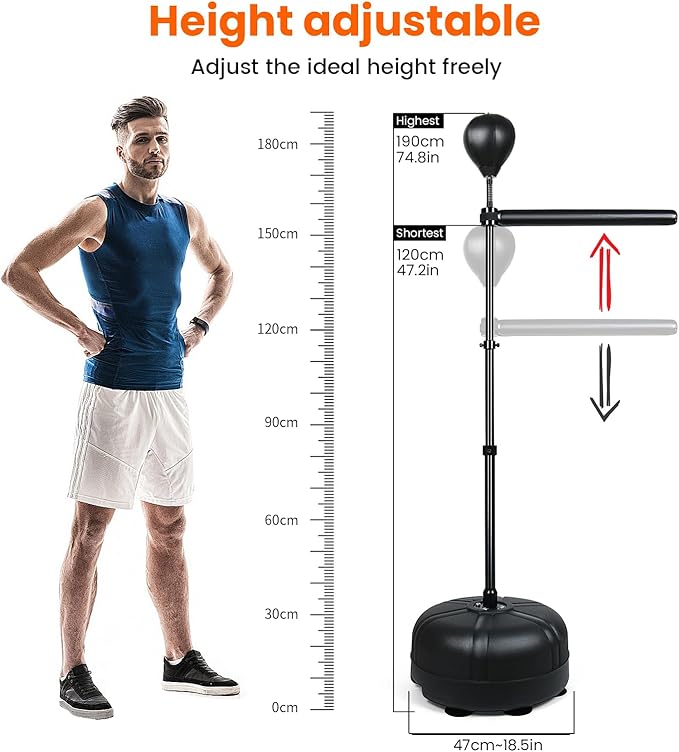 INNOLIFE Height Adjustable Boxing Bar, Boxing Spinning Bar with Punching Bag, Speed Trainer for Home Gym, Black