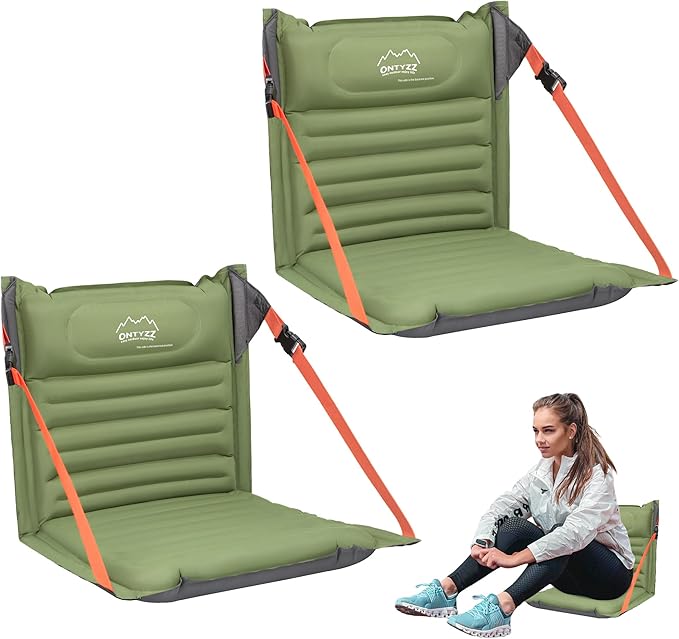 ONTYZZ Stadium Seats with Back Support Inflatable Portable Folding Comfort Seat Waterproof Cushion with Backrest for Sports Events Stadium and Camping