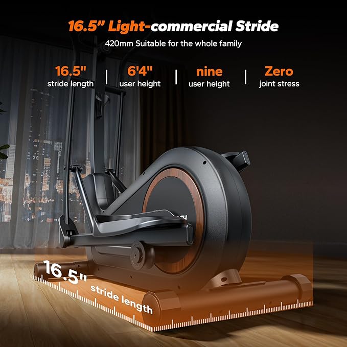 Merach Elliptical Machine, Elliptical Exercise Machine for Home with Hyper-Quiet Magnetic Drive System, Elliptical Training Machines with16.5-19IN Stride, Automatic Resistance, 400lbs Capacity