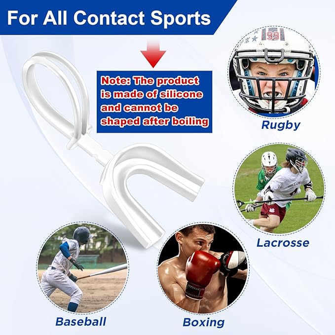 Kanayu 30 Pcs Strapped Mouth Guard No Boil Mouth Guard Soft Sports Mouthguard with Strap Mouth Protector for Adult Youth Boxing Basketball Hockey Lacrosse Wrestling Rugby