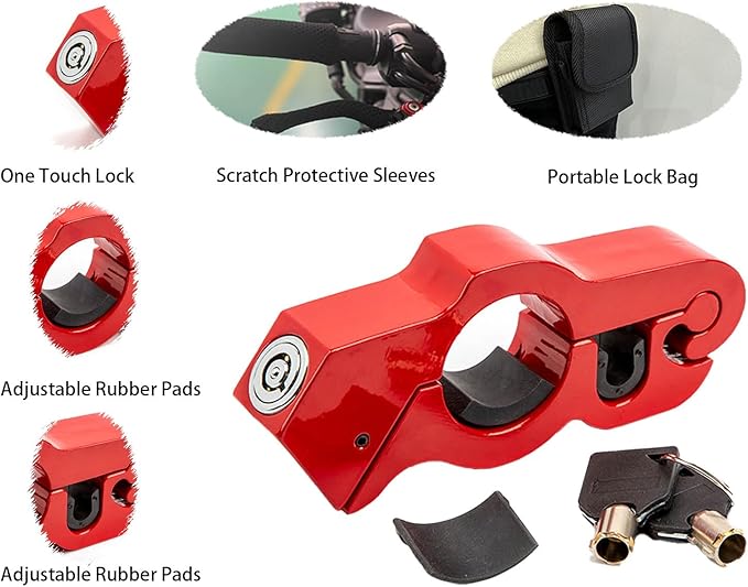 Motorcycle Brake Lock, Heavy Duty Motorcycle Locks Anti Theft, Motorcycle Accessories for Moped Dirt Bike Scooter and ATV
