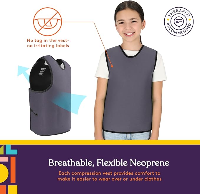 Special Supplies Sensory Compression Vest Deep Pressure Comfort (Grey, Meduim)