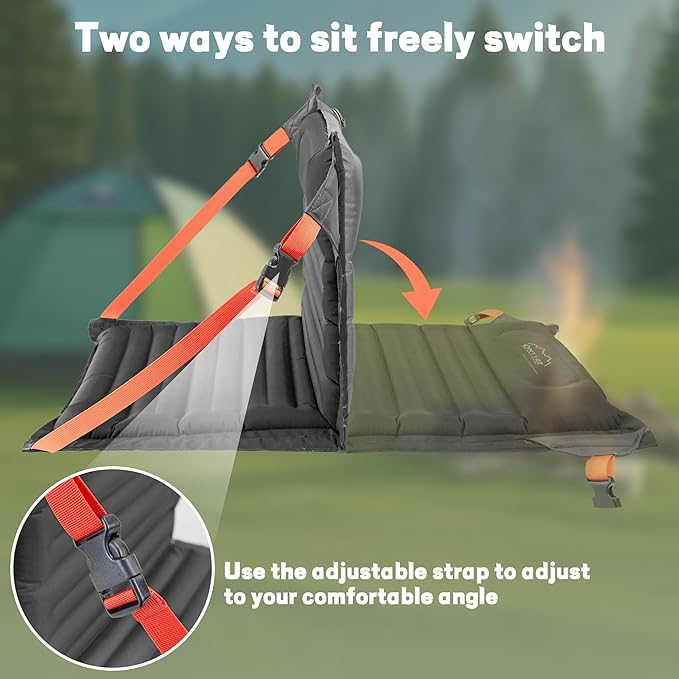ONTYZZ Stadium Seats with Back Support Inflatable Portable Folding Comfort Seat Waterproof Cushion with Backrest for Sports Events Stadium and Camping