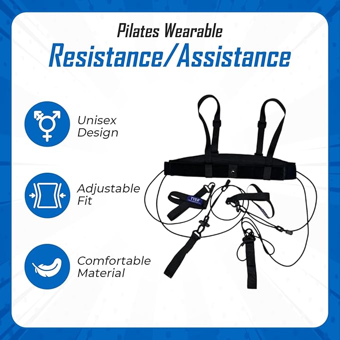 TYE4® and TYE4X™ - Pilates Wearable Resistance/Assistance; Total Body Exercise; Core Strengthening, Portable, Home Gym, Pilates, Yoga, Barre, Posture, Stretching, Balance