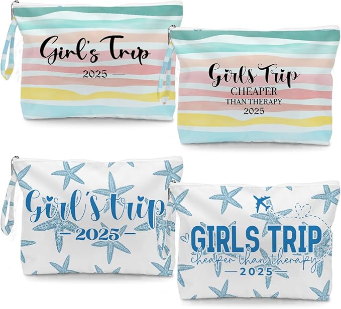 Fokongna 4PCS Girls Trip Gifts Favors Rainbow Starfish Wet Bag Wet Dry Bag Beach Bag for Swimsuit Toiletry Bag Travel Essentials For Women, Beach Travel Gym Wet Dry Bag for Swimsuit Dirty Diaper Bag