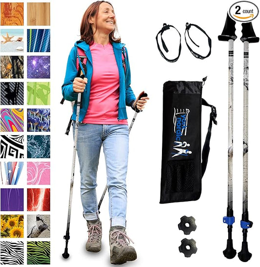York Nordic Motivator Walking Poles for Balance and Rehab - Patented Stability Grips - Lightweight, Adjustable, and Collapsible - 2 Pieces Adjustable w/flip Locks - Heights 4'6" up to 6'2" - 230 lbs