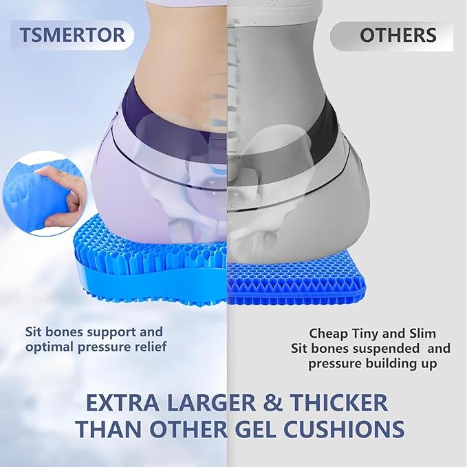 Extra Thicker Kayak Seat Cushion, Waterproof Kayak Gel Seat Cushion for Long Sitting Coccyx Sciatica Pain Relief Boat Cushion Kayak Accessories Pad for Fishing Canoe Rowing Stadium