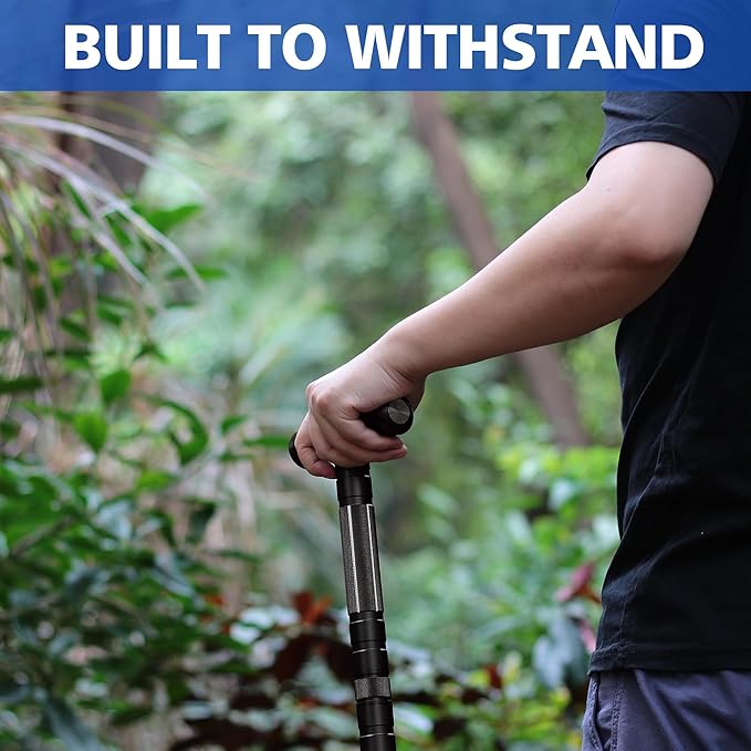 aiGear Hiking Walking Stick with 3 Survival Tool Tactical Walking Staff Adjustable Outdoor Trekking Poles for Survival Camping Hiking