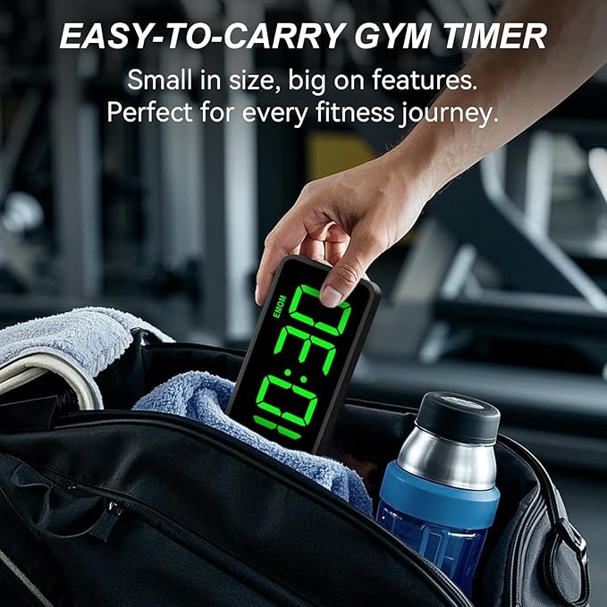 Portable Gym Timer Clock: Fitness Digital Clock with Strong Magnet - Remote Control for Fitness Enthusiasts - Powerful Battery for Home Gym Garage Boxing