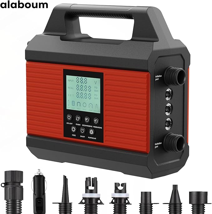 20PSI Paddle Board Pump, Sup Pump Electric Portable with Auto-Off/Deflation, Dual Stage 12V DC Car Connector Air Pump for Inflatables, Kayak and Air Mattress
