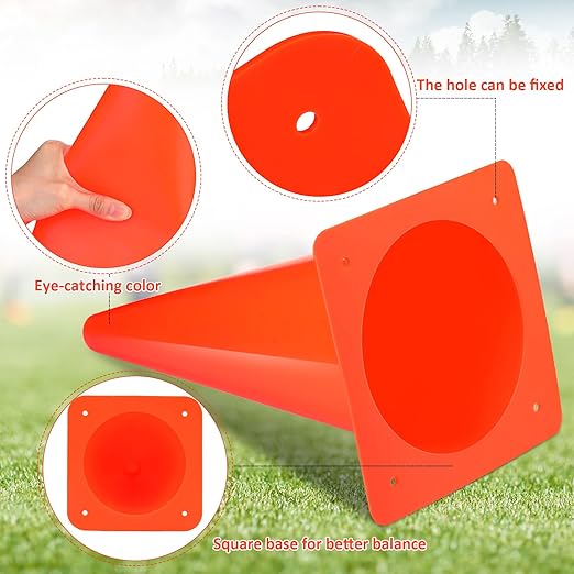 Reginary 12 Pcs 15 Inch Parking Cones, Traffic Cones, Orange Road Safety, Plastic Cones for Parking Lot Driving Training, Soccer Basketball Drills Indoor Outdoor Activity Festive Event