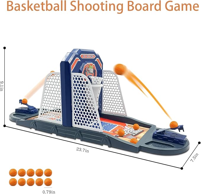 Basketball Shooting Game Toy, Funny Shooting Game, Desktop Table Basketball Games Set, Fast and Frenzied Launching ball - Including 1 Basketball Stand and 10 Balls, Gift for Kids 3 4 5 6 7 8 Year Old