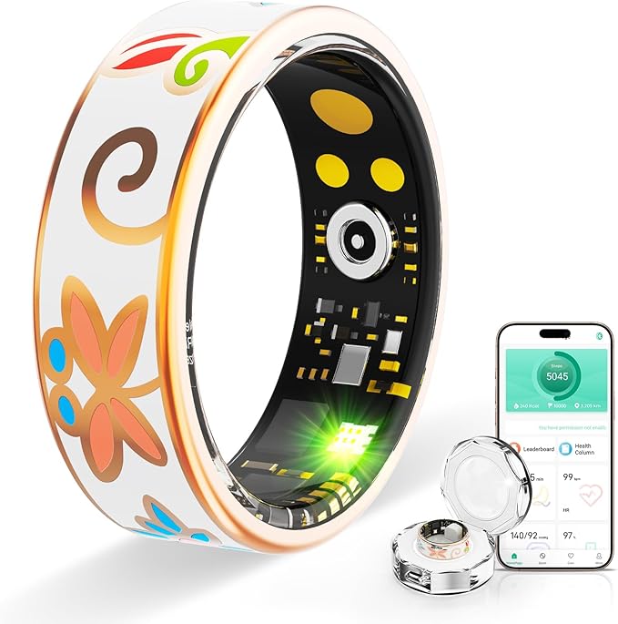 Smart Ring Health Tracker, for men and women, equipped with heart rate monitor, sleep tracker, 8 exercise modes, step counter, 5-7 days battery life, no subscription fee, IP68 waterproof R18 (10)