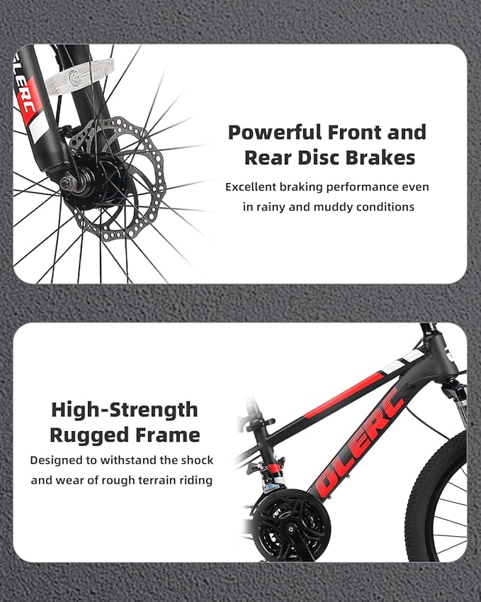 Glerc 20 24 Inch Kids Bike, Kids Mountain Bike for Boys and Girls Ages 6-14, 21-Speed Skyline Bicycle with Front Suspension and Disc Brakes, Multiple Colors