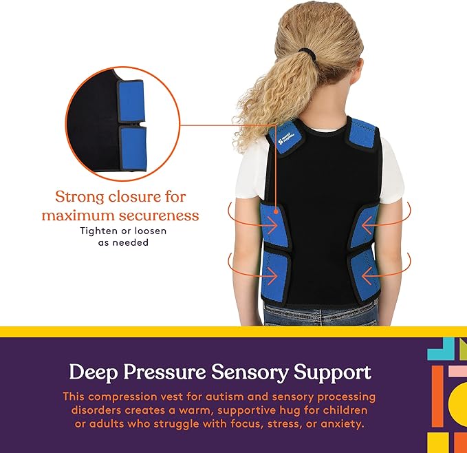 Special Supplies Sensory Compression Vest Deep Pressure Comfort (Blue, X-Small)