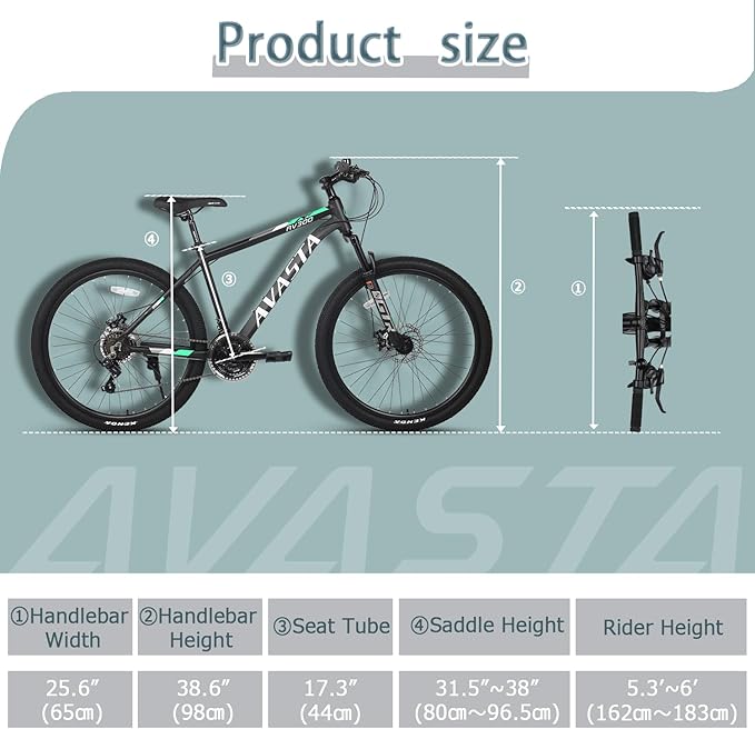 AVASTA AV300 26 27.5 inch Mountain Bike with 21-Speed，Aluminum Frame, Dual Disc Brake, Comfortable Saddle,Multiple Colors