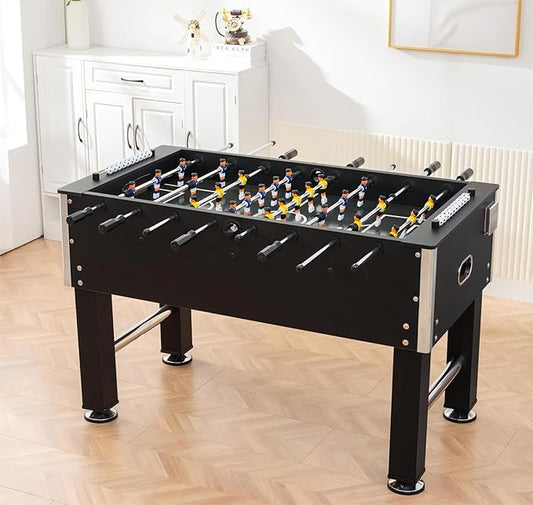  ﻿ 55'' Foosball Table, Home Arcade Table Soccer with Adjustable Legs&Heavy-Duty Bracket | Equipped with 4 Balls+2 Cup Holders | Multifunctional Football Table for Home Bar and Game Room