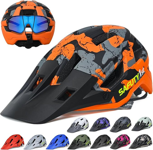 Mountain Bike Helmet for Adults & Youth Lightweight Impact-Resistant with Adjustable Dial & Removable Visor Unisex Helmet for Mountain Biking Bicycle Clcying