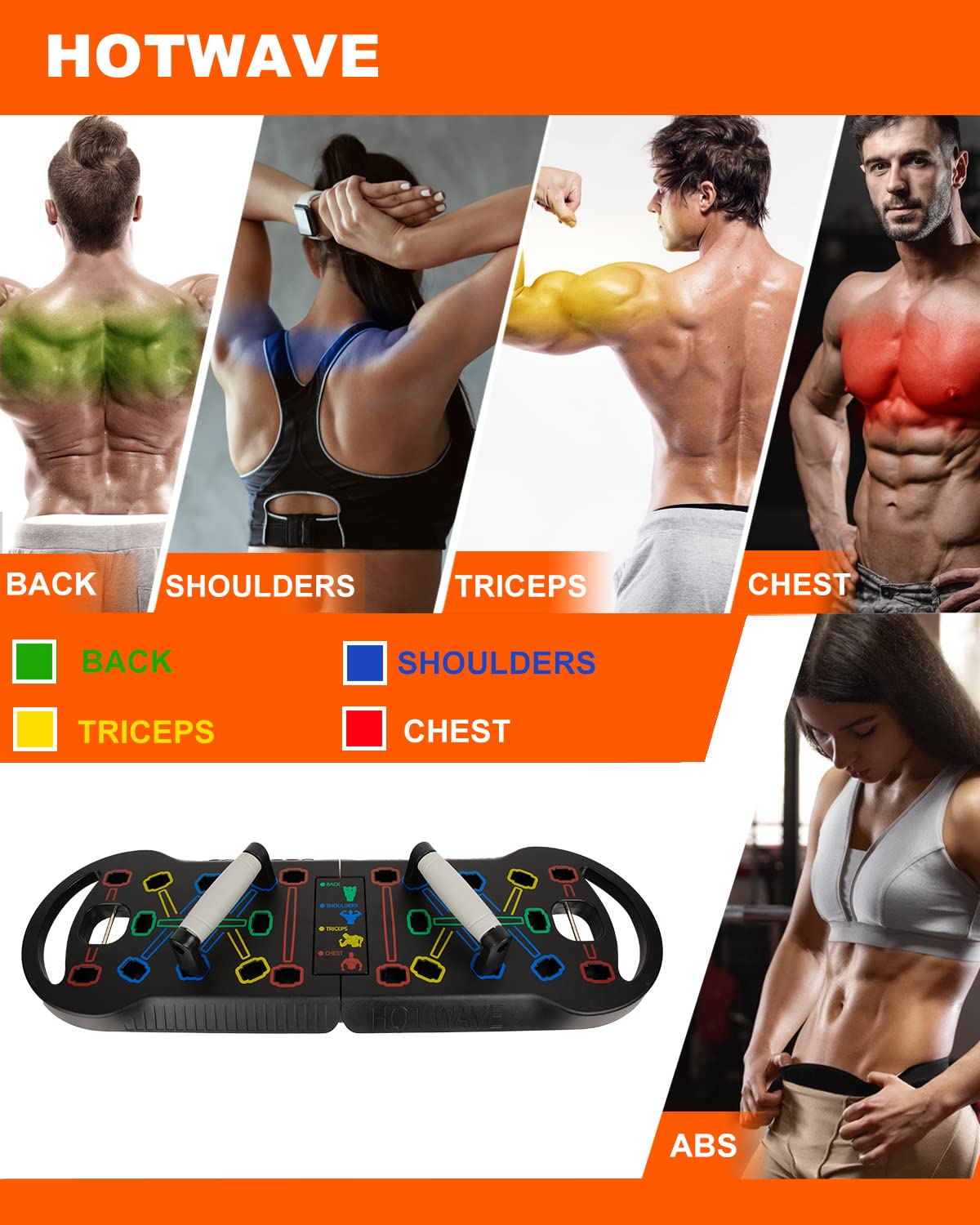 HOTWAVE Push Up Board, Foldable 20 in 1 PushUp Board, Portable Push Up Bar