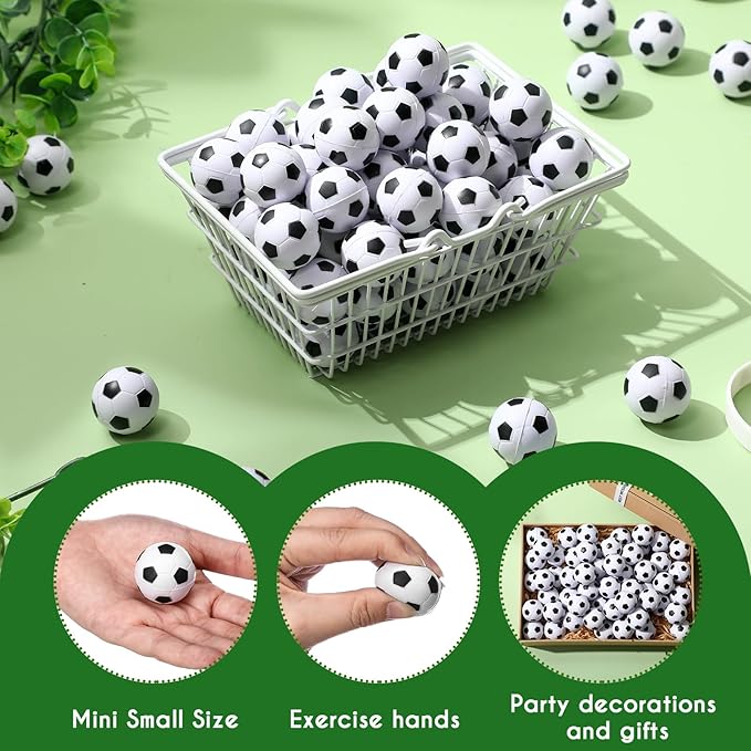 Blulu 48 Pcs Mini Soccer Stress Balls Bulk 1. 6 Inch Small Foam Balls for Kids Stress Relief Relaxation Soccer Party Favors Sport Team Gifts Party Bags Fillers Decoration School Carnival Reward