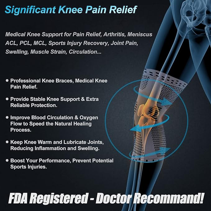 NEENCA Professional Knee Brace for Pain Relief, Medical Knee Support with Patella Pad & Side Stabilizers, Compression Knee Sleeve for Meniscus Tear, ACL, Joint Pain, Runner, Workout - FSA/HSA APPROVED