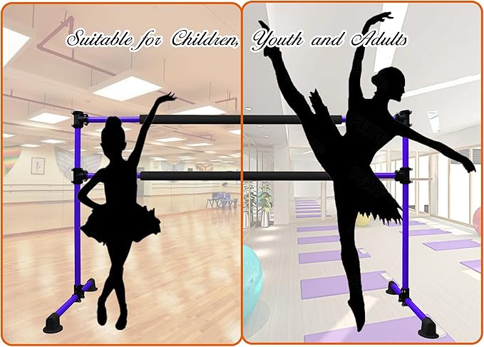 Wesky Double Ballet Barre Portable 4FT Adjustable Freestanding Ballet Barre Fitness Stretching Dancing Bar for Home Studio Adult and Kids