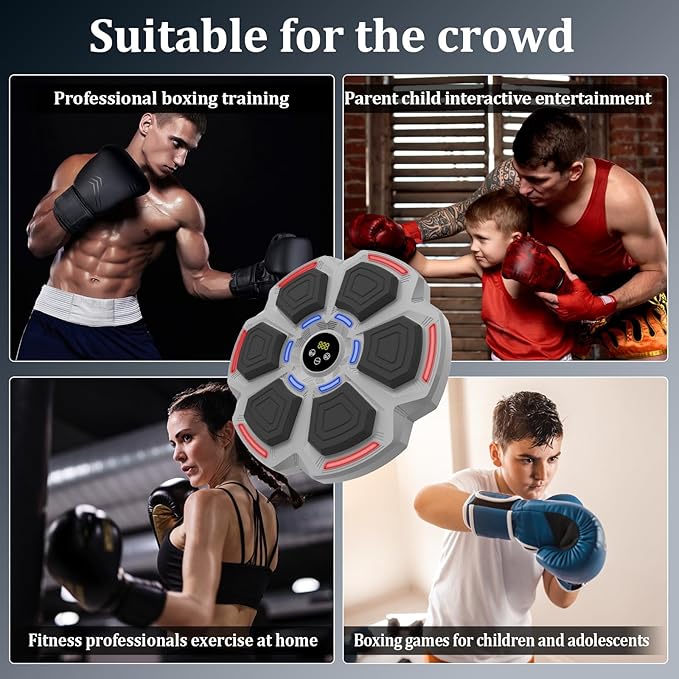 Music Boxing Machine for Adults, Smart Boxing Machine with Gloves, 9 Modes & 9 Speeds, Electronic LED Boxing Training Equipment Wall Mounted, Workout Equipment Target for Home