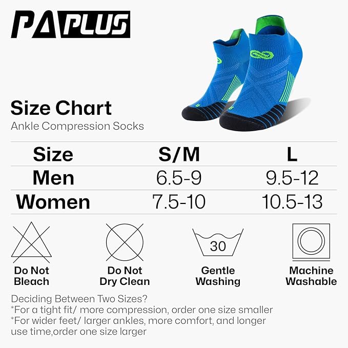 PAPLUS Ankle Compression Sock for Men and Women 2/4/6 Pairs, Low Cut Compression Running Sock with Ankle Support