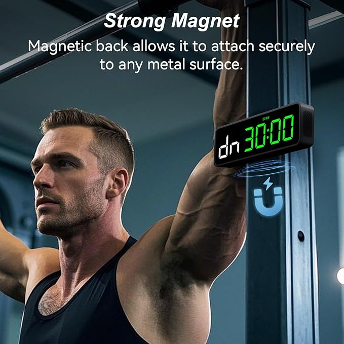 Portable Gym Timer Clock: Fitness Digital Clock with Strong Magnet - Remote Control for Fitness Enthusiasts - Powerful Battery for Home Gym Garage Boxing