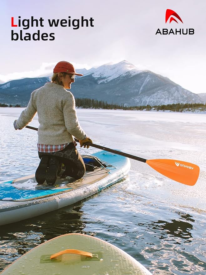 Abahub SUP Paddle - 3 Piece Adjustable Paddles - Lightweight Stand-up Paddle Oars for Paddleboard, Adjustable Aluminum Alloy Shaft 68" - 84", Black/Blue/Green/Orange/Red/Yellow Plastic Nylon Blade