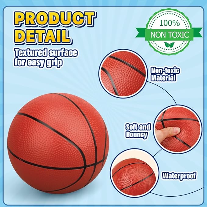 8.6” Water Pool Basketball Set with Pump, Replacement Ball for Basketball Hoop Trampoline, PVC Waterproof Basketballs Floating Toy for Swimming Pool Seaside, Indoor Outdoor Water Games Summer Party