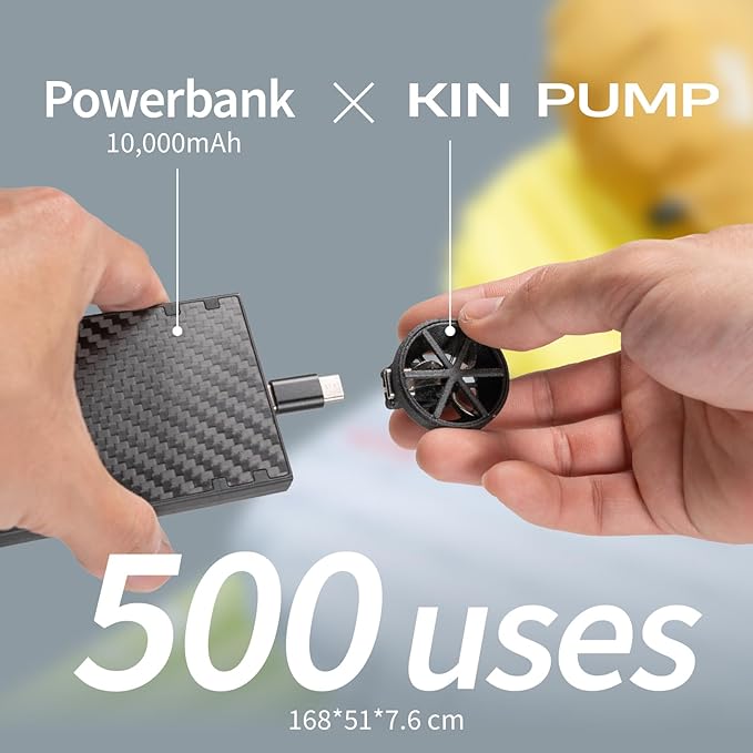 KINSUN Kin Pump Ultralight Air Pump for Sleeping Pads – 5g (0.18oz) Mini Electric Pump with Multiple Adapters for Inflatables, Camping & Backpacking