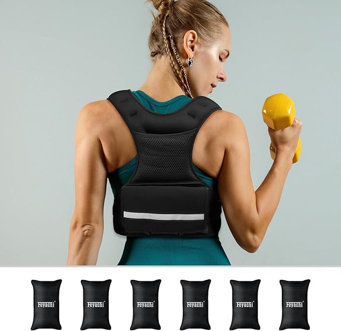Feyachi Adjustable Weighted Vest - 3-12 lbs/12-20 lbs/20-32 lbs X Type Weight Vest with Reflective Stripe Ideal for Running Workout and Training