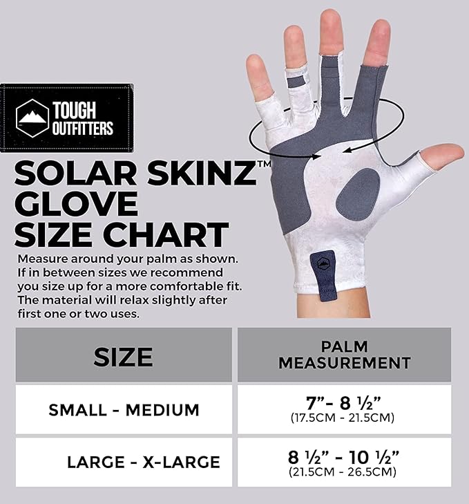 Tough Outdoors UV Fishing Gloves - Fingerless, Kayaking & Sailing - UPF 50+ Sun Protection