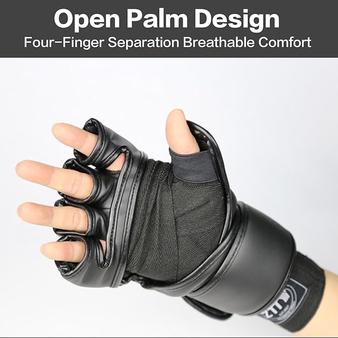 Half- Finger Adjustable Training MMA Gloves XL for Men and Women Ideal for Boxing and Kickboxing with Wrist Support and an Open Palm Design These Gloves are Made from PU Leather