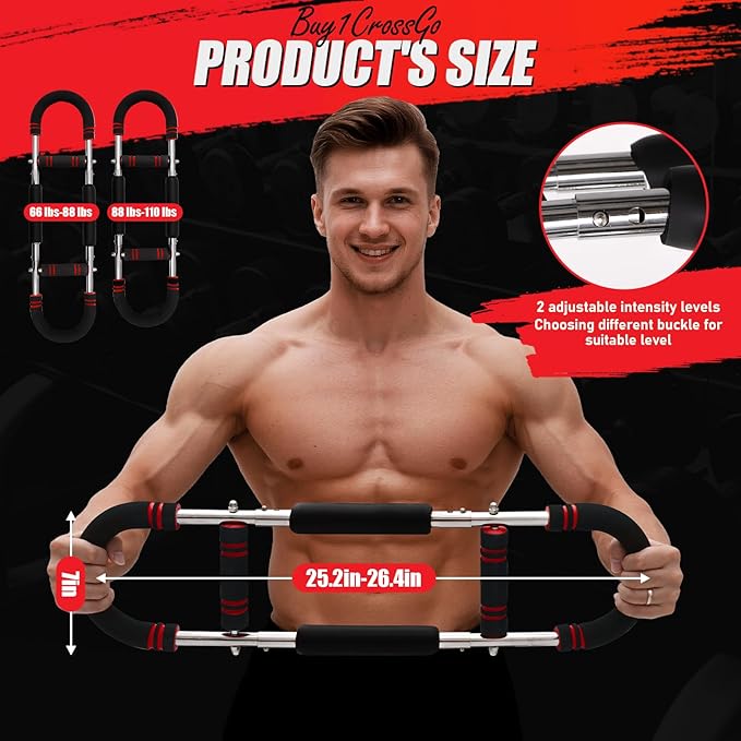 Power Twister Arm Trainer, Adjustable Chest Exerciser Arm Exercise Equipment with Leather Cover, Portable Home Fitness Equipment Chest Workout Arm Strenth Trainer for Men, Women(Red)