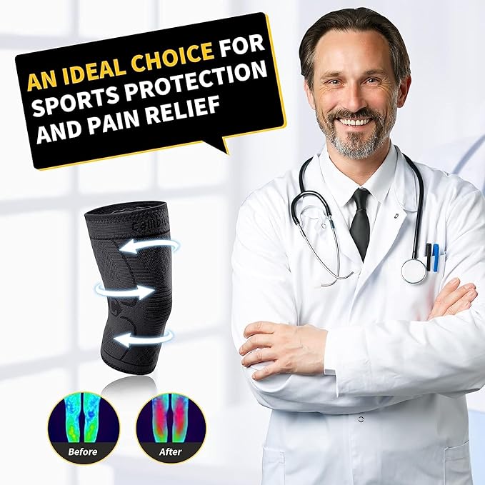 CAMBIVO 2 Pack Knee Brace, Knee Compression Sleeve Support for Men and Women, Knee Pads for Running, Hiking, Meniscus Tear, Arthritis,Joint Pain Relief (Slate Blue,X-Large)