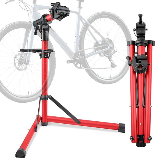 Gioventù 110 LBS E Bike Repair Stand, Heavy Duty Bicycle Maintenance Stand with High-Strength Steel, Bike Mechanic Workstand for E-bikes, Mountain Bikes and Road Bikes - Red