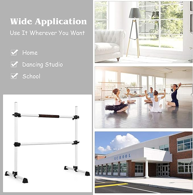 GOFLAME Ballet Barre Portable Double, 4FT Freestanding Ballet Barre Adjustable, Heavy Duty Dancing Stretching Ballet Bar for Home, Dance Barre, Fitness Ballet Bar