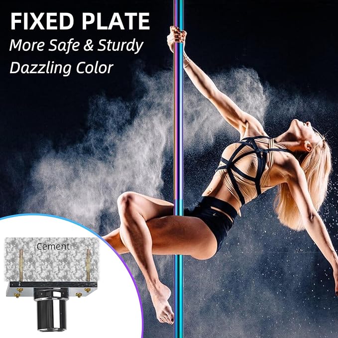 PRIOR FITNESS Permanent Fixed Dance Pole Kit, Professional 45mm Spinning & Static Dancing Pole Heavy-Duty Steel Pole Dance for Home, Adjustable Height Excellent for Home Exercise Studio Club Gym