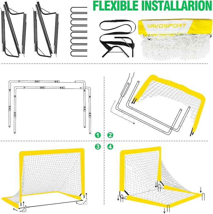 Kids Soccer Goals for Backyard Set - 2 of 4' x 3' Portable Soccer Goal Training Equipment, Pop Up Toddler Soccer Net with Soccer Ball, Soccer Set for Kids, Youth Outdoor Games, Sports, Play