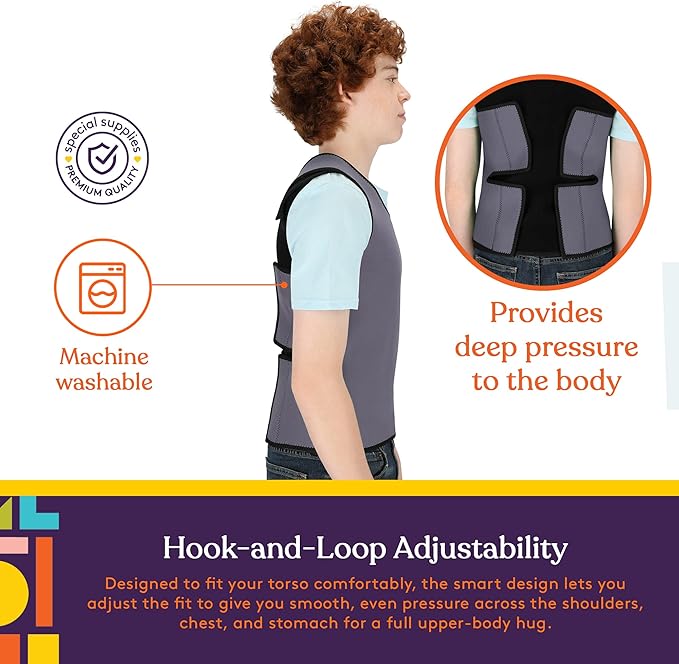 Special Supplies Sensory Compression Vest Deep Pressure Comfort (Grey, Large)