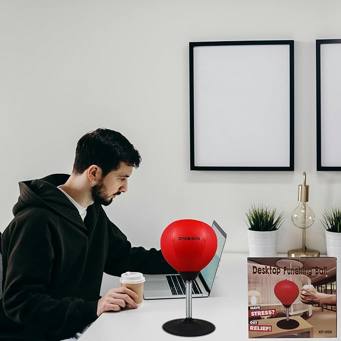 Desktop Punching Bag,Portable Strong Suction Cup Boxing Bag Speed Balls,for Home or Office Boxing Stress Relief Training,Fun Gift for Family or Boss or Coworker