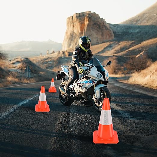 (8 Cones) BESEA 12" inch Traffic Cones Soccer Training Cones Sport Cones Road Parking Cone with 4" Highly Reflective Collar(8 Cones)