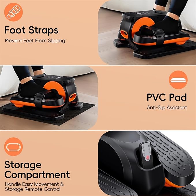 Under Desk Elliptical Machine, Morelax Ellipse Leg Exerciser for Seniors Fully Assembled, Quiet & Portable Electric Seated Pedal Exerciser with Remote Control & 12 Adjustable Speeds